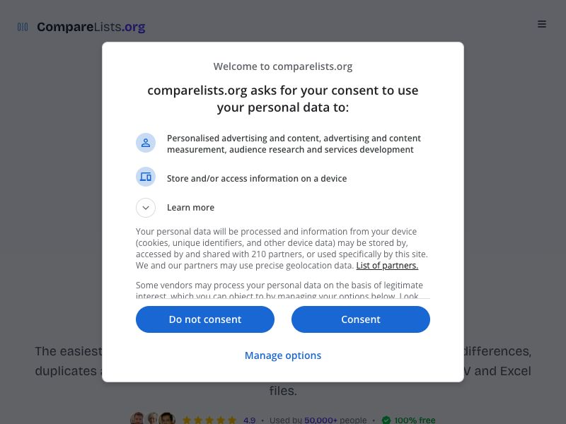 Compare Lists Screenshot