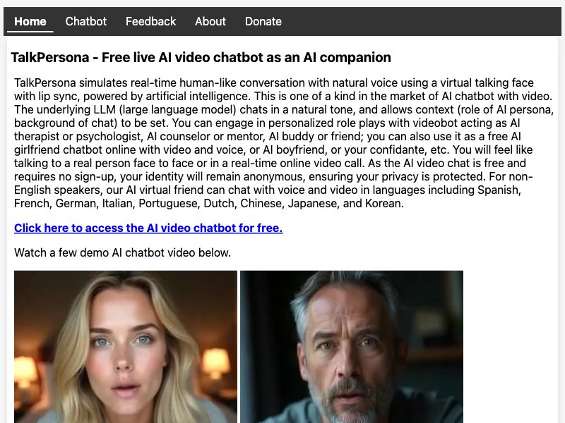 TalkPersona Video Chatbot