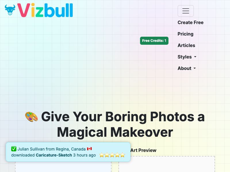 Vizbull – AI Portrait & Art Generator